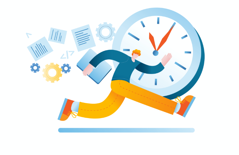 Illustration Man Running by Clock