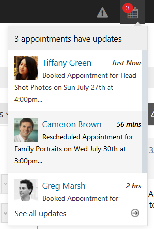 Login to your web scheduler to see appointment updates